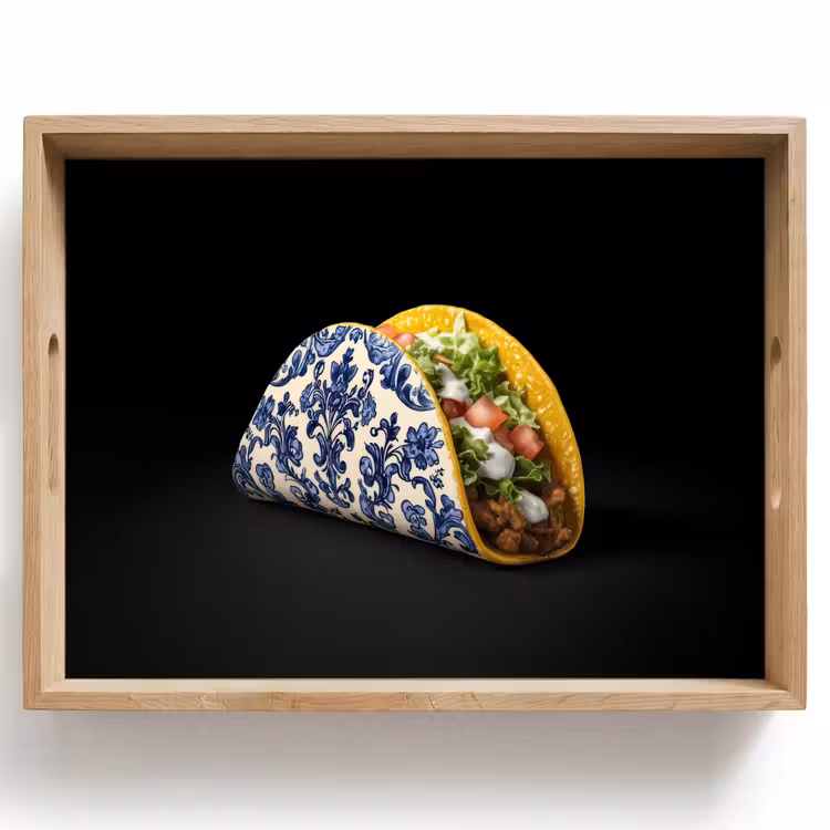Taco - Vlees - Salade - Delftsblauw - Motief Dienblad Rechthoek middel -z3d_shopping