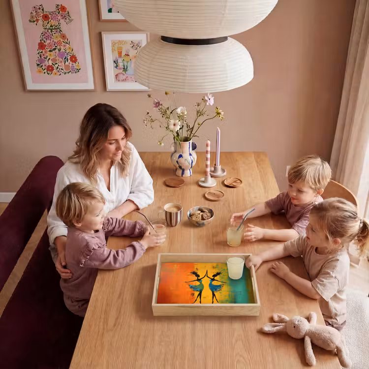 Dansen - Vrouwen - Verfstructuur Dienblad Rechthoek middel -sfeer4
