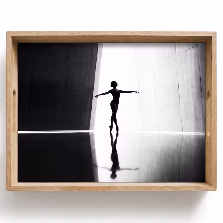 Danser - Silhouette - Kunst - Modern - Zwart-wit Dienblad Rechthoek middel -z3d_shopping