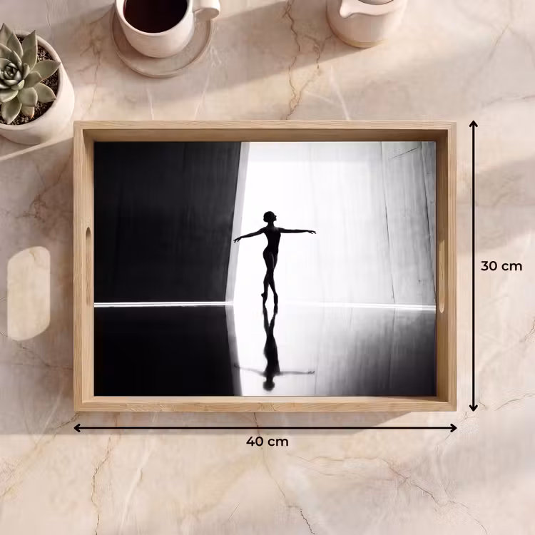 Danser - Silhouette - Kunst - Modern - Zwart-wit Dienblad Rechthoek middel -USP_Formaat
