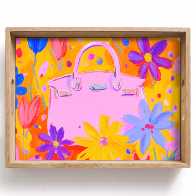 Tas - Roze - Bloemen Dienblad Rechthoek middel -z3d_shopping