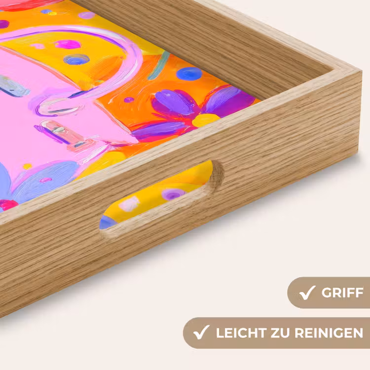 Tas - Roze - Bloemen Dienblad Rechthoek middel -USP_HandgreepDE
