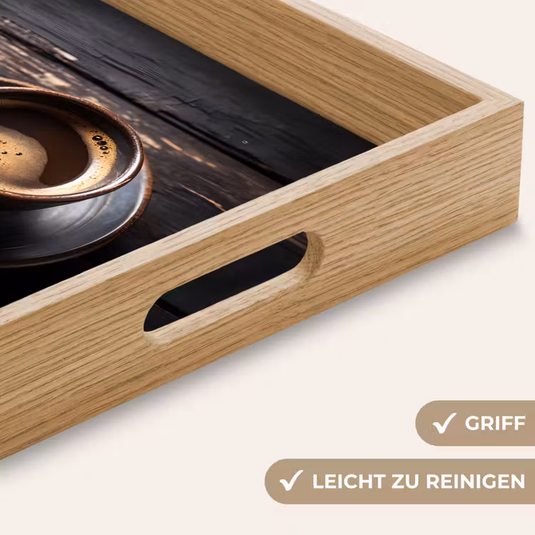 Kop - Koffie - Hout - Bonen Dienblad Rechthoek middel -USP_HandgreepDE