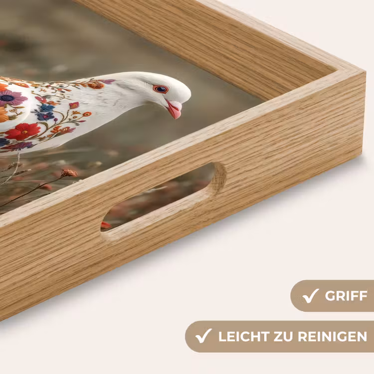 Duif - Bloemen - Natuur Dienblad Rechthoek middel -USP_HandgreepDE