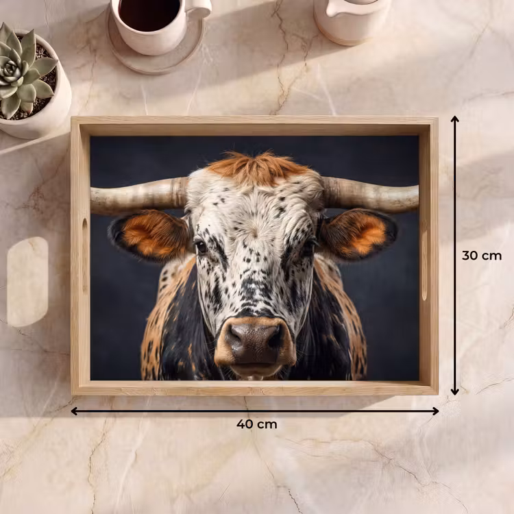 Stier - Kleurrijk - Hoorns Dienblad Rechthoek middel -USP_Formaat