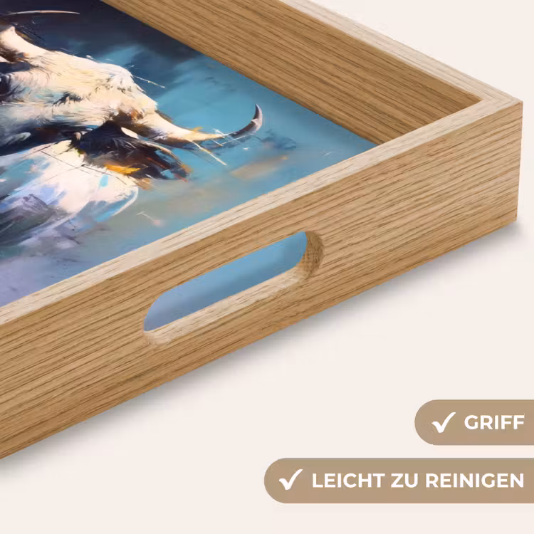 Stier - Zwart - Abstract - Horens Dienblad Rechthoek middel -USP_HandgreepDE