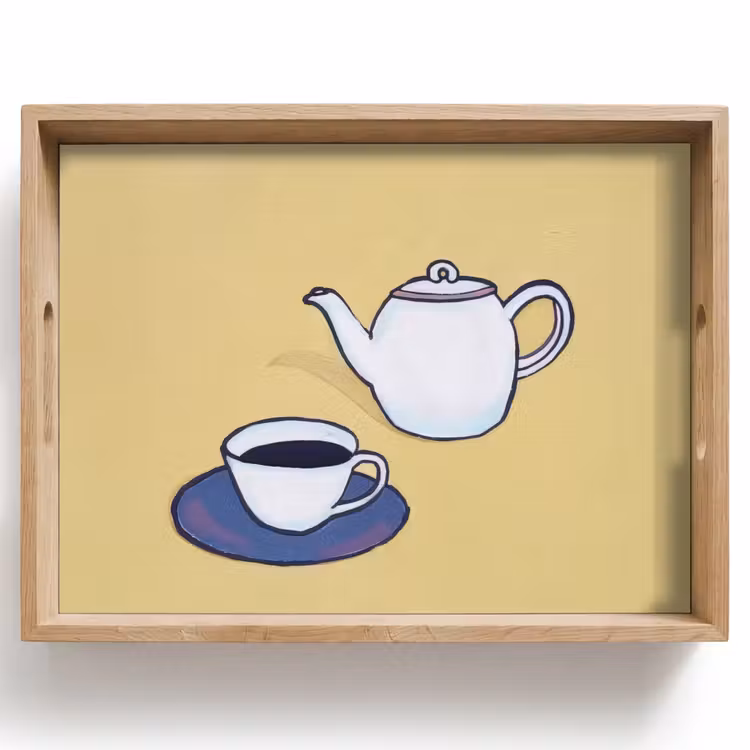 Theepot - Kopje - Beige - Illustratie Dienblad Rechthoek middel -z3d_shopping