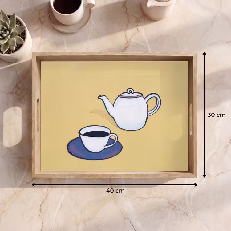 Theepot - Kopje - Beige - Illustratie Dienblad Rechthoek middel -USP_Formaat