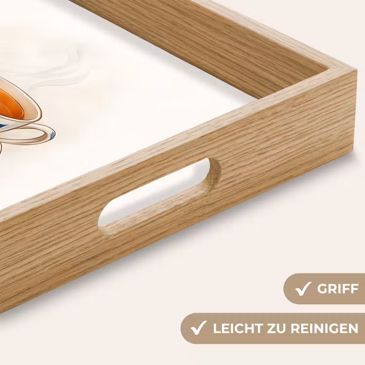 Theekop - Bladeren - Blauw Dienblad Rechthoek middel -USP_HandgreepDE