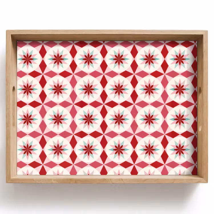 Tegelpatroon - Sterren - Retro - Roze - Mintgroen Dienblad Rechthoek middel 911 -z3d_shopping
