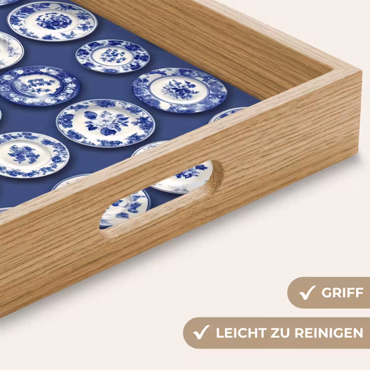 Borden - Floraal - Blauw Dienblad Rechthoek middel 911 -USP_HandgreepDE