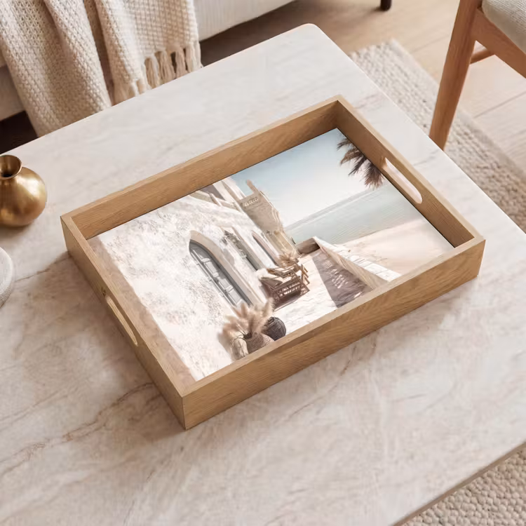 Terras - Stoelen - Strand - Beige Dienblad Rechthoek middel -sfeer1