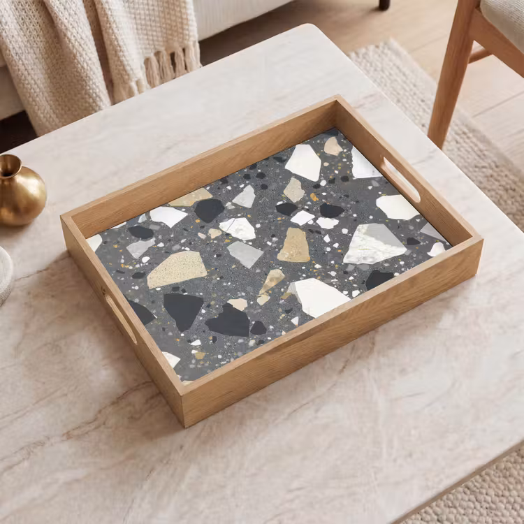 Terrazzo - Decoratie - Interieur - Stenen Dienblad Rechthoek middel -sfeer1