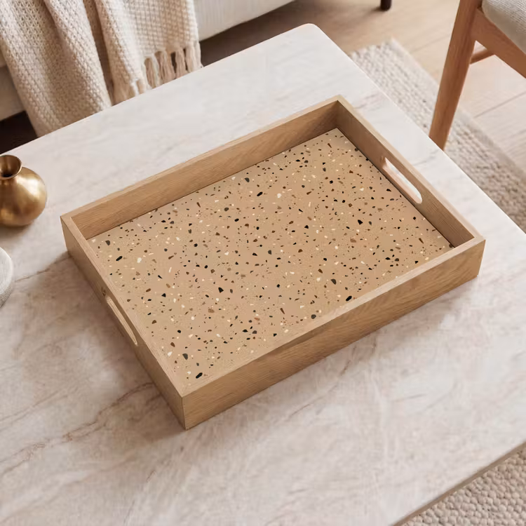 Terrazzo - Patroon - Beige Dienblad Rechthoek middel 911 -sfeer1