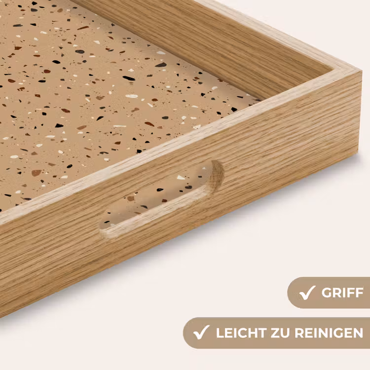 Terrazzo - Patroon - Beige Dienblad Rechthoek middel 911 -USP_HandgreepDE
