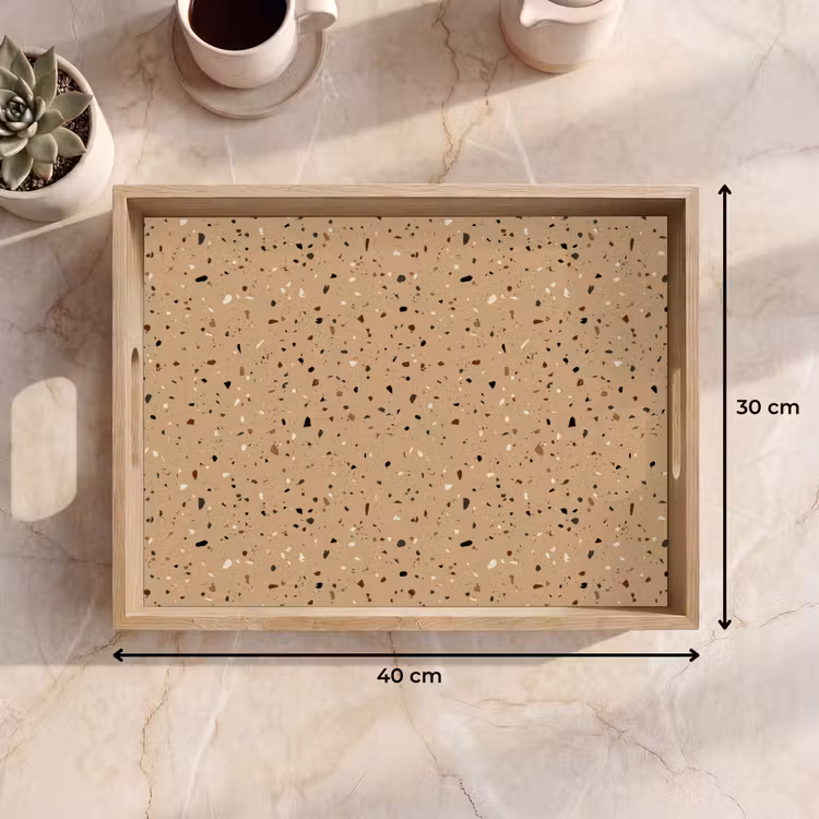 Terrazzo - Patroon - Beige Dienblad Rechthoek middel 911 -USP_Formaat