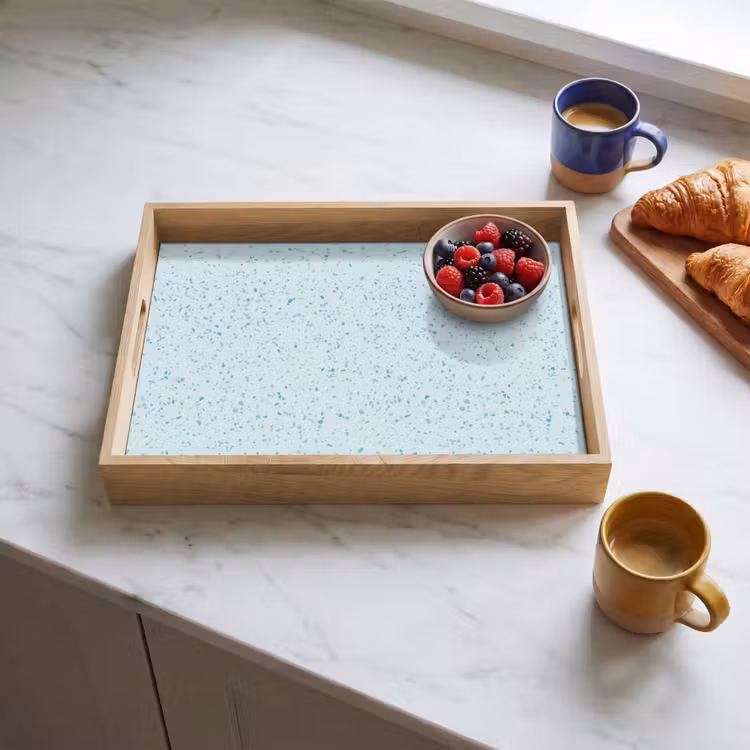 Terrazzo - Patroon - Kleurrijk - Baby Blauw Dienblad Rechthoek middel 911 -sfeer2
