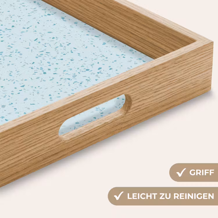 Terrazzo - Patroon - Kleurrijk - Baby Blauw Dienblad Rechthoek middel 911 -USP_HandgreepDE