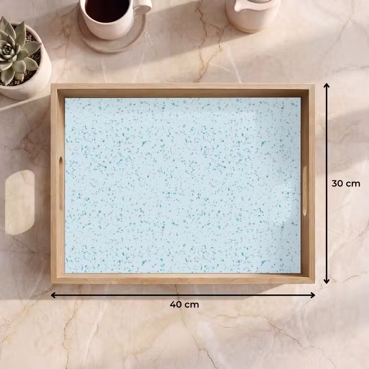 Terrazzo - Patroon - Kleurrijk - Baby Blauw Dienblad Rechthoek middel 911 -USP_Formaat