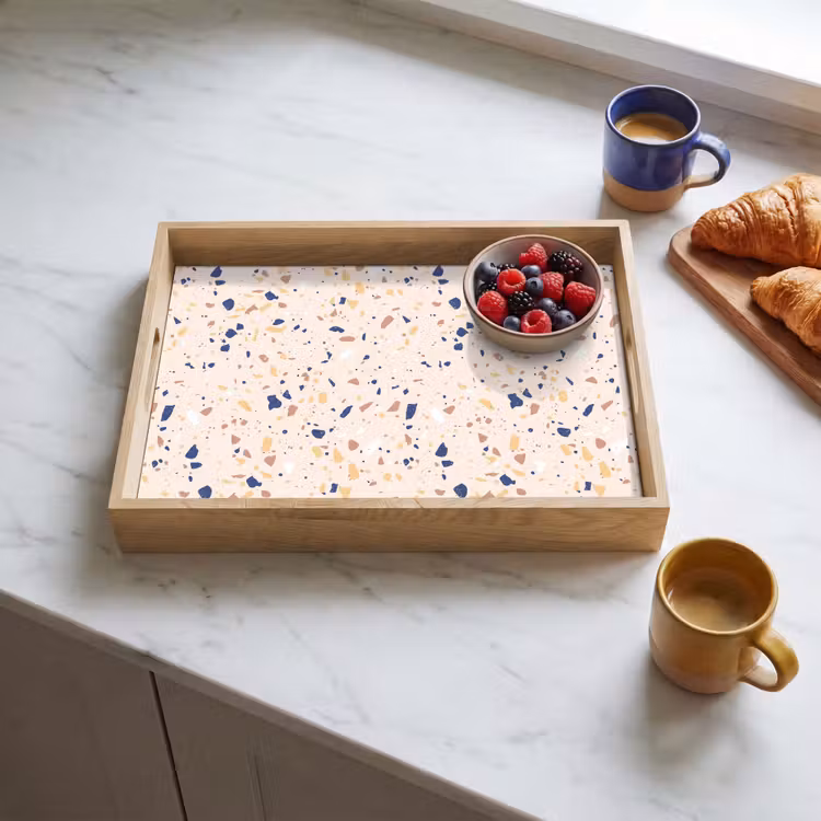 Terrazzo - Patroon - Kleurrijk - Indigo Dienblad Rechthoek middel 911 -sfeer2