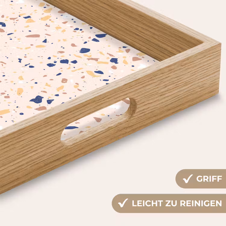 Terrazzo - Patroon - Kleurrijk - Indigo Dienblad Rechthoek middel 911 -USP_HandgreepDE