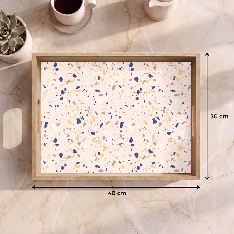 Terrazzo - Patroon - Kleurrijk - Indigo Dienblad Rechthoek middel 911 -USP_Formaat