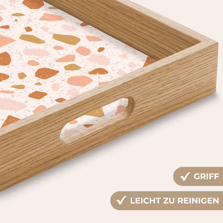 Terrazzo - Patroon - Kleurrijk - Zalm Dienblad Rechthoek middel 911 -USP_HandgreepDE