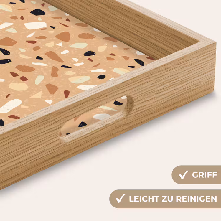 Terrazzo - Patroon - Kleurrijk - Oranje Dienblad Rechthoek middel 911 -USP_HandgreepDE