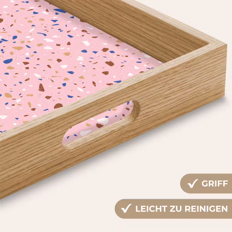 Terrazzo - Patroon - Kleurrijk - Roze Dienblad Rechthoek middel 911 -USP_HandgreepDE
