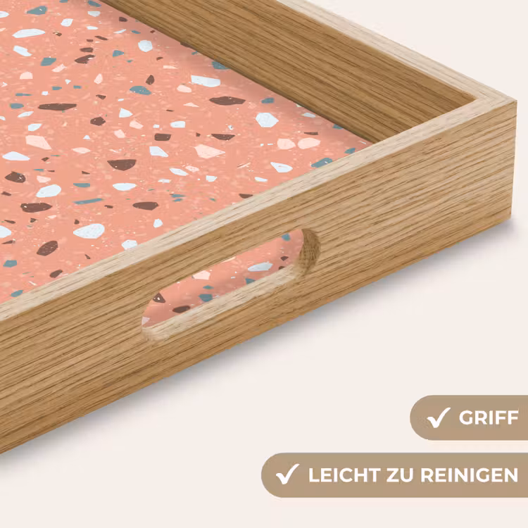 Terrazzo - Patroon - Kleurrijk - Roze - Blauw Dienblad Rechthoek middel 911 -USP_HandgreepDE