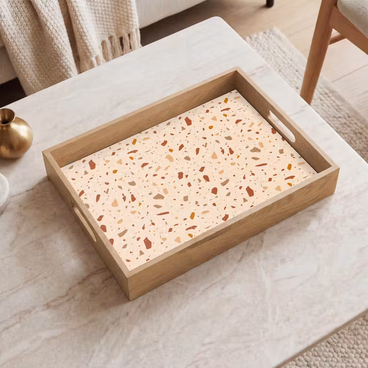 Terrazzo -  Patroon - Kleurrijk - Steen Dienblad Rechthoek middel 911 -sfeer1
