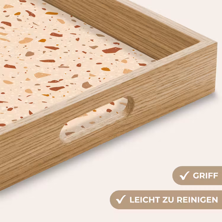 Terrazzo -  Patroon - Kleurrijk - Steen Dienblad Rechthoek middel 911 -USP_HandgreepDE
