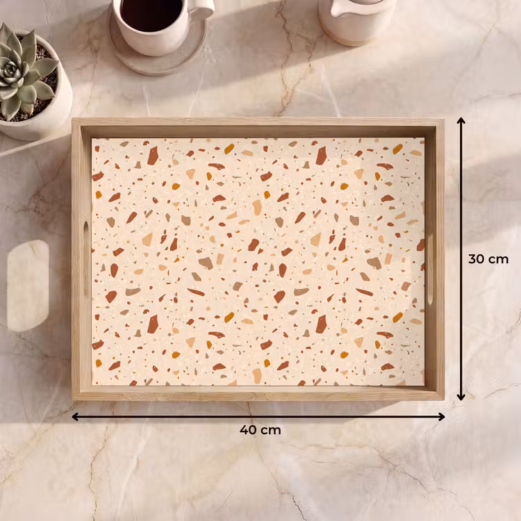 Terrazzo -  Patroon - Kleurrijk - Steen Dienblad Rechthoek middel 911 -USP_Formaat