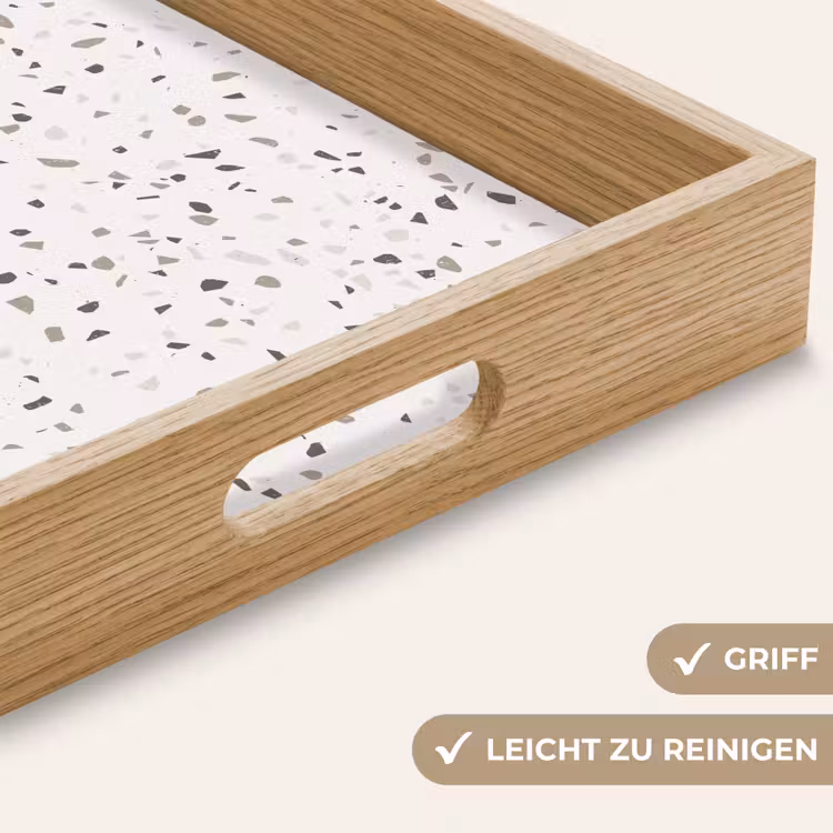 Terrazzo - Patroon - Créme Dienblad Rechthoek middel 911 -USP_HandgreepDE