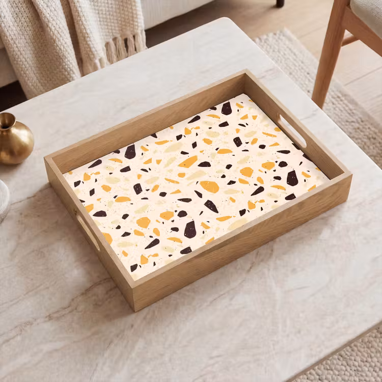 Terrazzo - Patroon - Geel - Dienblad Rechthoek middel 911 -sfeer1