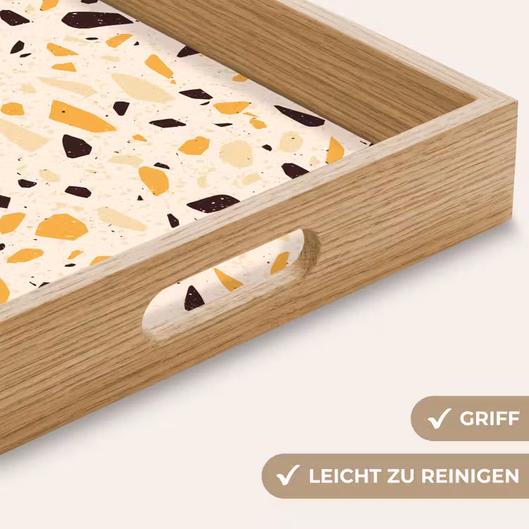 Terrazzo - Patroon - Geel - Dienblad Rechthoek middel 911 -USP_HandgreepDE