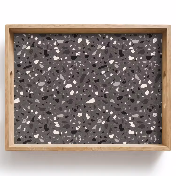 Terrazzo - Patroon - Grijs Dienblad Rechthoek middel 911 -z3d_shopping