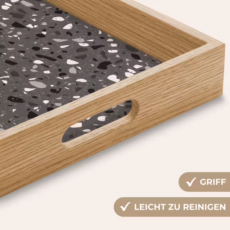Terrazzo - Patroon - Grijs Dienblad Rechthoek middel 911 -USP_HandgreepDE