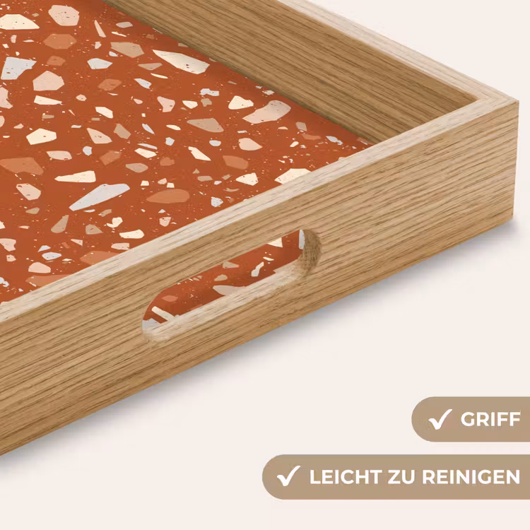 Terrazzo - Patroon - Klei Dienblad Rechthoek middel 911 -USP_HandgreepDE