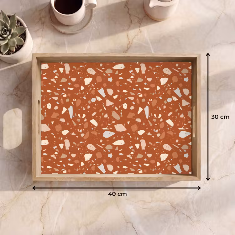 Terrazzo - Patroon - Klei Dienblad Rechthoek middel 911 -USP_Formaat
