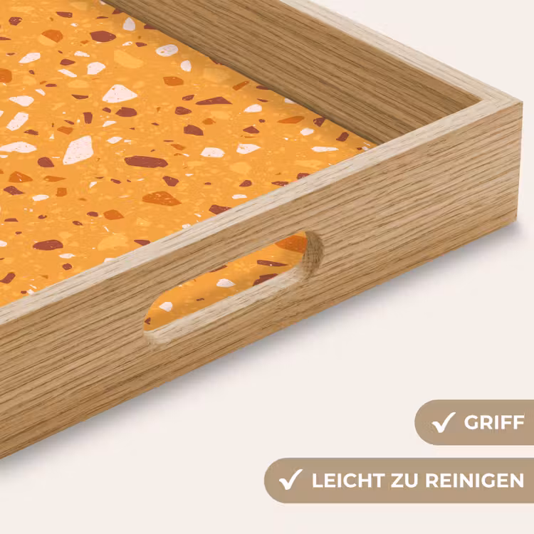 Terrazzo - Patroon - Okergeel Dienblad Rechthoek middel 911 -USP_HandgreepDE