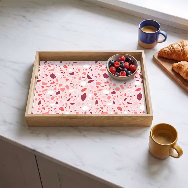 Terrazzo - Patroon - Roze Dienblad Rechthoek middel 911 -sfeer2