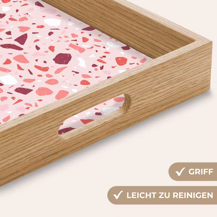 Terrazzo - Patroon - Roze Dienblad Rechthoek middel 911 -USP_HandgreepDE