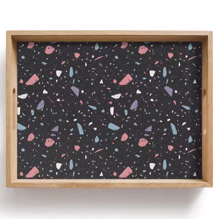Terrazzo - Patroon - Zwart - Zacht Dienblad Rechthoek middel 911 -z3d_shopping