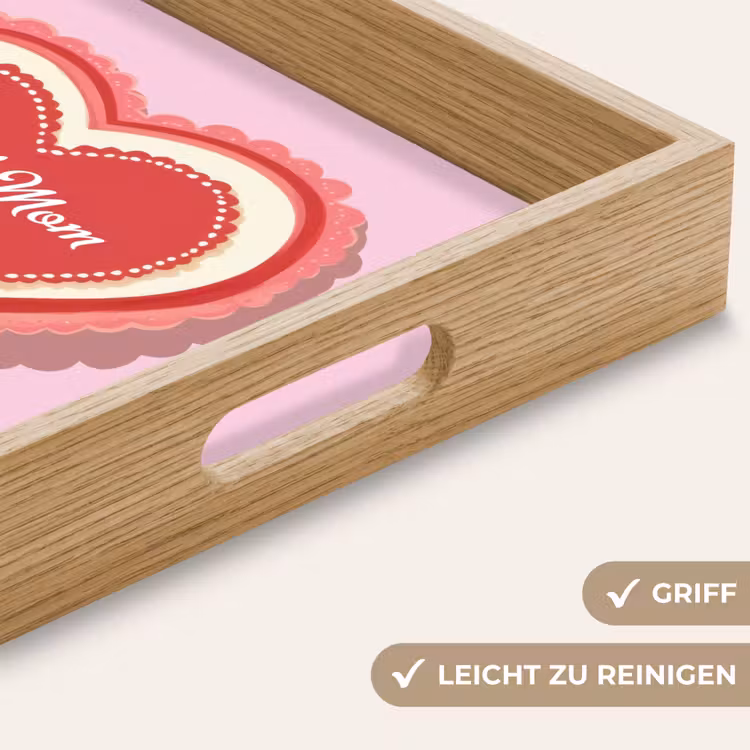 Tekst - Hartje - Moeder - Roze Dienblad Rechthoek middel -USP_HandgreepDE