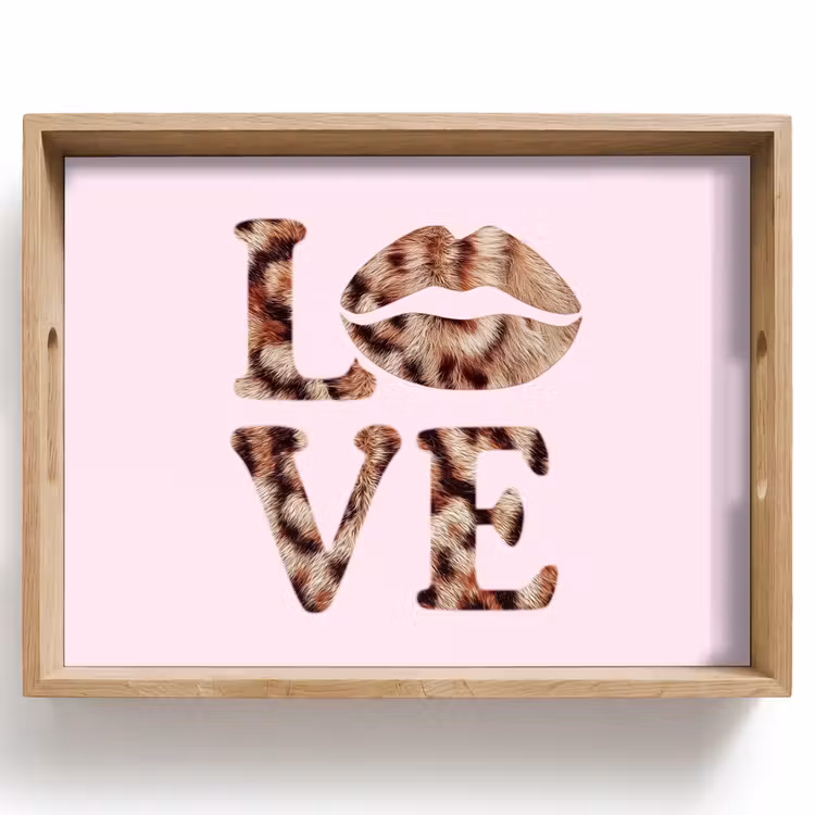 Tekst - Love - Pantervacht - Lichtroze Dienblad Rechthoek middel -z3d_shopping