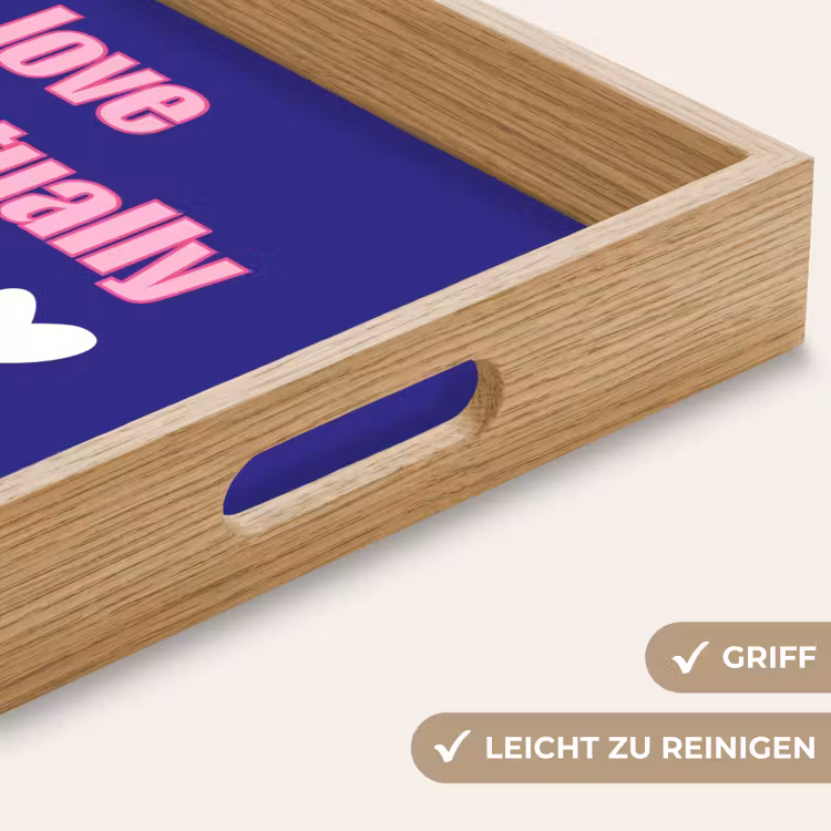 Tekst - Valentijn - Love - Blauw Dienblad Rechthoek middel -USP_HandgreepDE