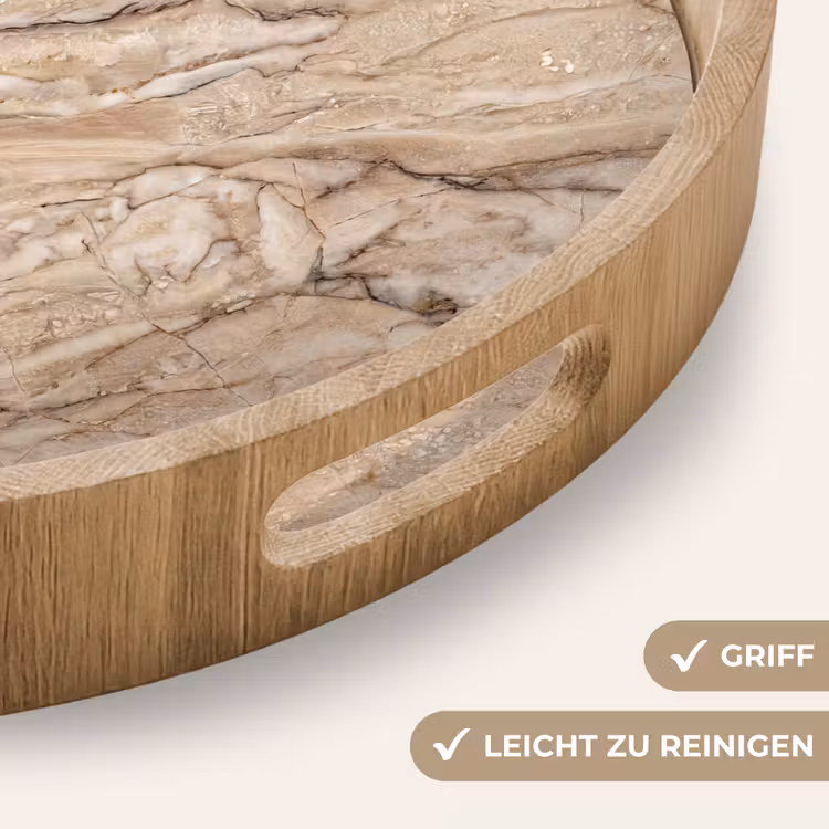 Textuur - Aders - Abstract - Modern - Beige Dienblad Rond middel -USP_HandgreepDE