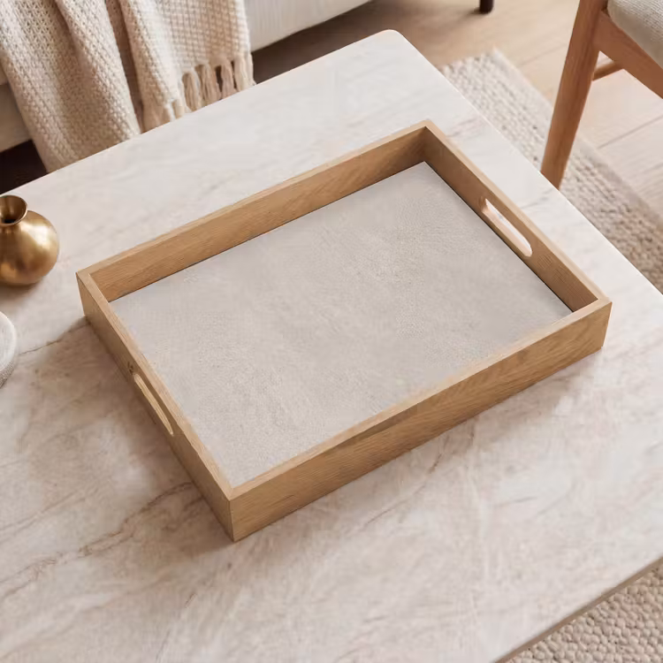 Textuur - Effen - Abstract - Beige Dienblad Rechthoek middel -sfeer1