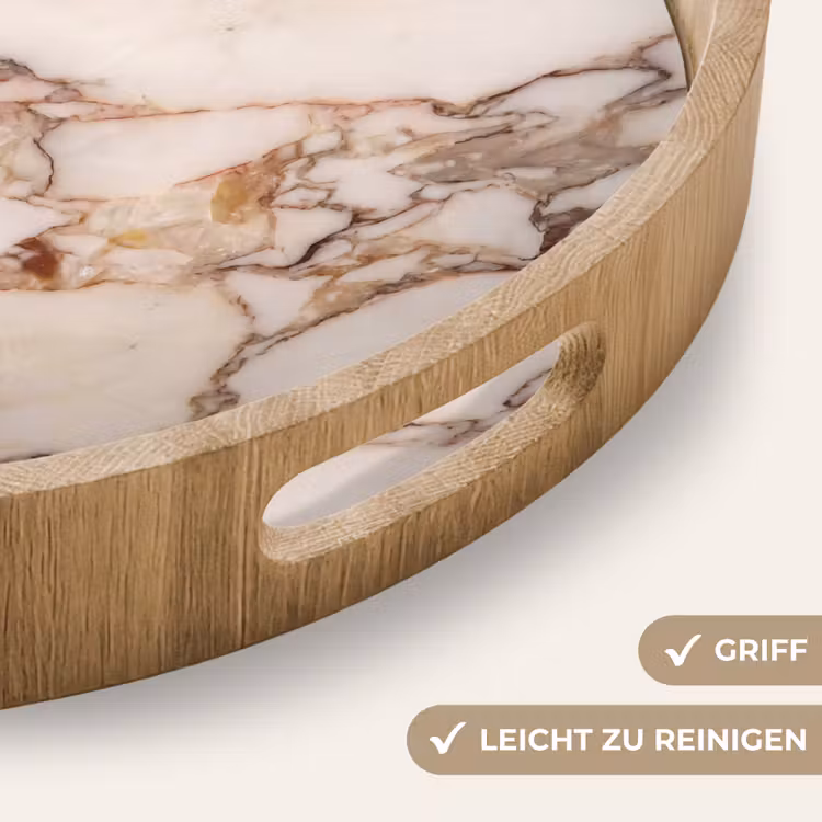 Textuur - Gesteente - Aderen - Abstract - Wit Dienblad Rond middel -USP_HandgreepDE